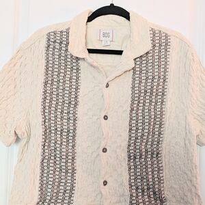 BDG Cream and Black Textured Shirt